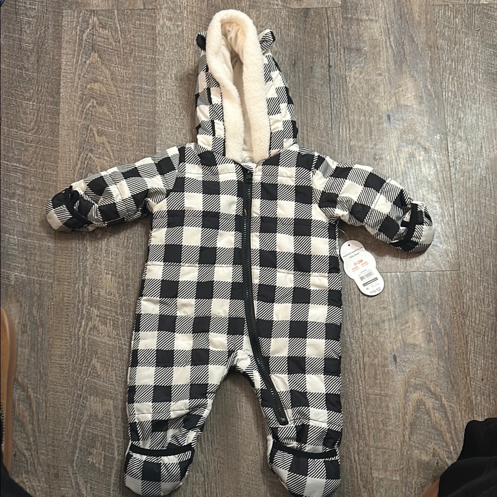 Plaid Black and White Kids One Piece